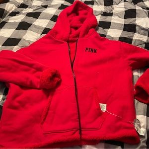PINK NWT red revers able jacket